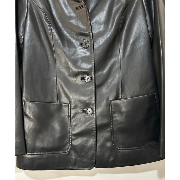 Rag & Bone Drew Faux Leather Black Blazer Size 10 NWT Slim Fit Front Pockets - Picture 8 of 16